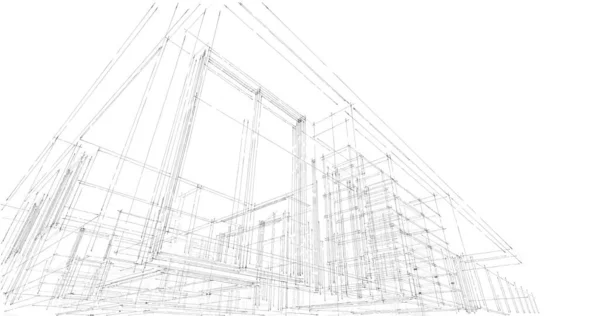 Modelovací Software Návrh Architektonické Budovy Interiérová Ilustrace — Stock fotografie