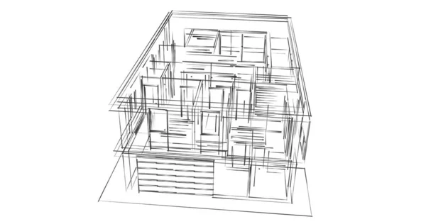 Diseño Software Modelado Del Edificio Arquitectura Ilustración Interiores — Foto de Stock