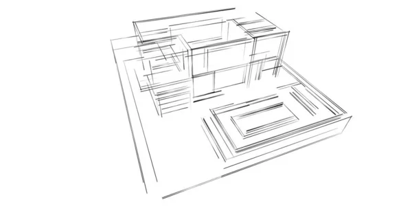 Abstrakt Arkitektoniska Tapeter Digital Bakgrund — Stockfoto