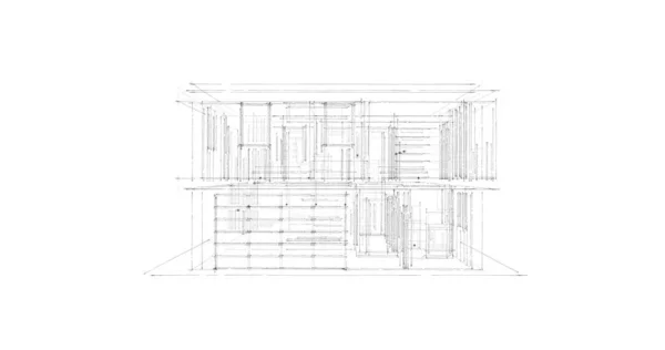 Projektowanie Oprogramowania Modelowania Budynku Architektury Ilustracja Wnętrza — Zdjęcie stockowe