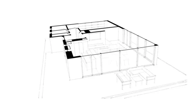 建筑三维建模软件设计 室内图解 — 图库照片