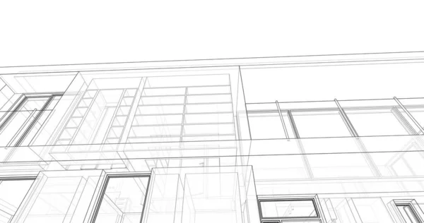 Progettazione Software Modellazione Architettura Edificio Illustrazione Interna — Foto Stock