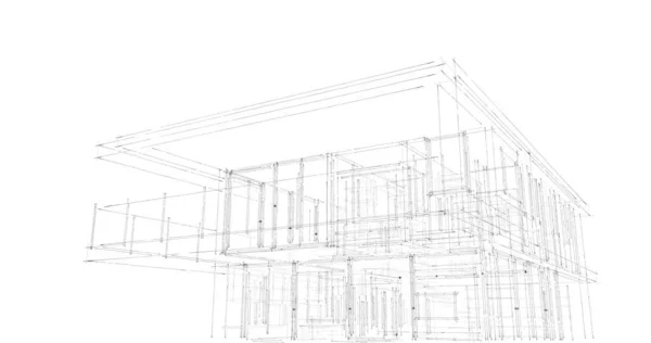 Modelovací Software Návrh Architektonické Budovy Interiérová Ilustrace — Stock fotografie