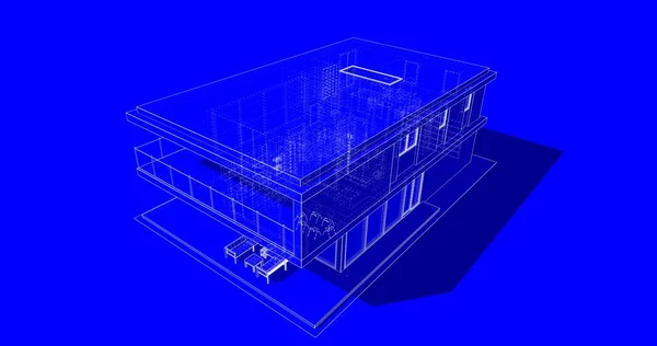 Conception Logiciels Modélisation Bâtiment Architecture Illustration Intérieure — Photo