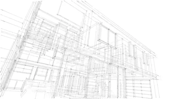 Progettazione Software Modellazione Architettura Edificio Illustrazione Interna — Foto Stock