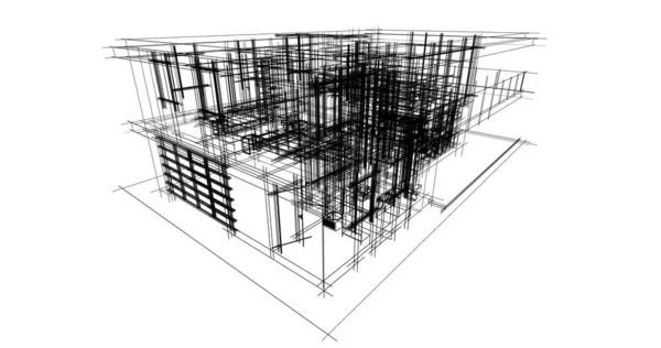 Mallinnus Ohjelmistosuunnittelu Arkkitehtuurin Rakennuksen Sisustus Kuvitus — kuvapankkivalokuva