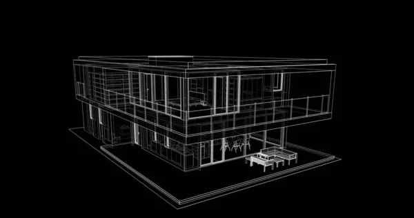 3D modeling software design of architecture building, interior illustration