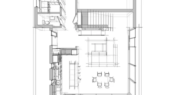 Modellierungs Software Design Von Architekturgebäuden Innenraumillustration — Stockfoto