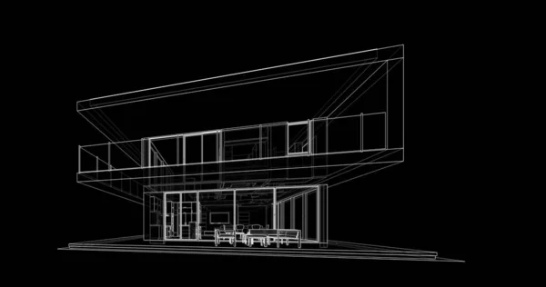 Progettazione Software Modellazione Architettura Edificio Illustrazione Interna — Foto Stock