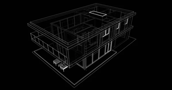 3D modeling software design of architecture building, interior illustration