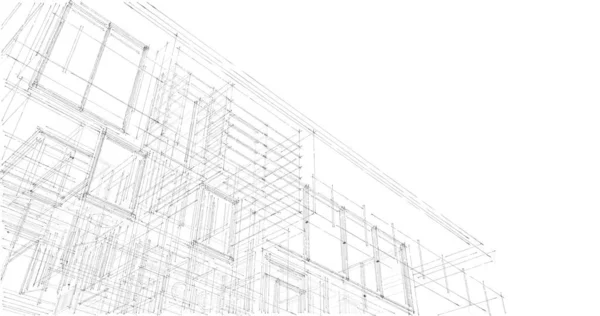 Conception Logiciels Modélisation Bâtiment Architecture Illustration Intérieure — Photo