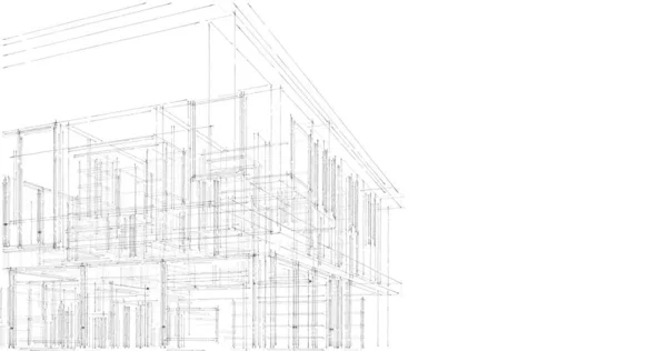 建筑三维建模软件设计 室内图解 — 图库照片