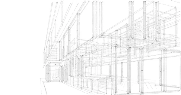 Modellierungs Software Design Von Architekturgebäuden Innenraumillustration — Stockfoto