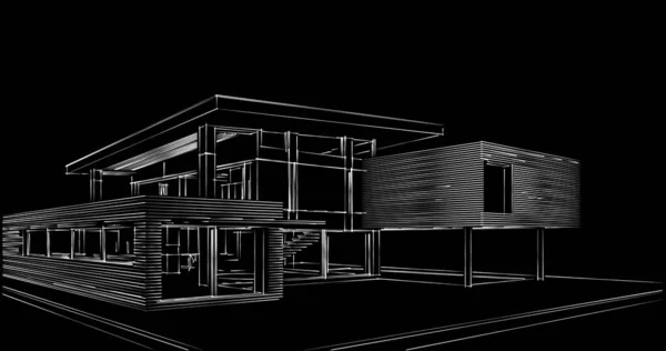 Elvont Rajzvonalak Építészeti Képzőművészetben Minimális Geometriai Formák — Stock Fotó