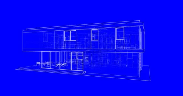 Modellering Software Ontwerp Van Architectuur Gebouw Interieur Illustratie — Stockfoto
