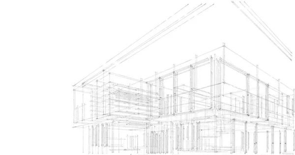 Conception Logiciels Modélisation Bâtiment Architecture Illustration Intérieure — Photo