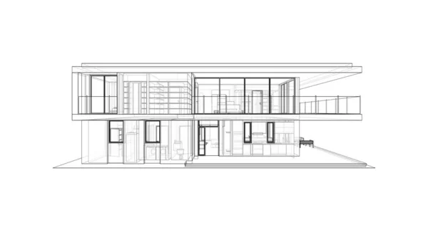 Progettazione Software Modellazione Architettura Edificio Illustrazione Interna — Foto Stock