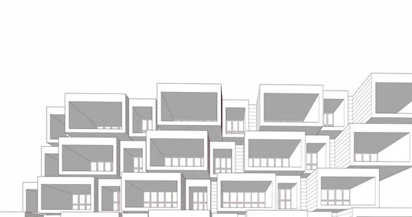 Líneas Abstractas Dibujo Concepto Arte Arquitectónico Formas Geométricas Mínimas —  Fotos de Stock
