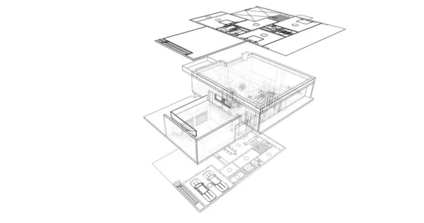 Abstrakte Architektonische Tapete Digitaler Hintergrund — Stockfoto