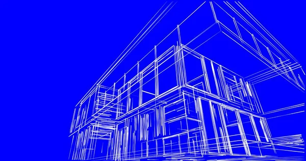 Progettazione Software Modellazione Architettura Edificio Illustrazione Interna — Foto Stock