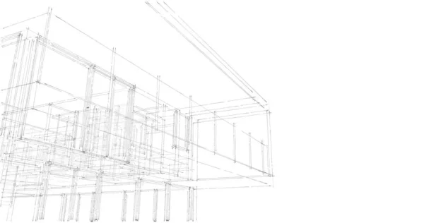 3D modeling software design of architecture building, interior illustration