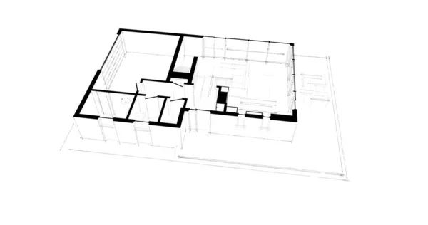 建筑三维建模软件设计 室内图解 — 图库照片