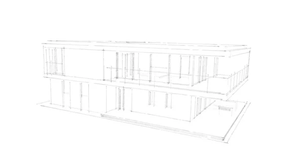 Modelovací Software Návrh Architektonické Budovy Interiérová Ilustrace — Stock fotografie