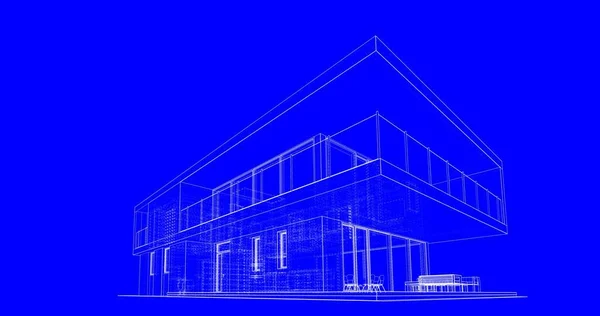 Mimarlık Binasının Modelleme Yazılım Tasarımı Dahili Illüstrasyon — Stok fotoğraf