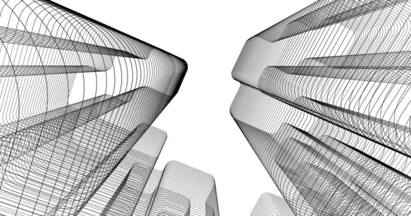 Líneas Abstractas Dibujo Concepto Arte Arquitectónico Formas Geométricas Mínimas — Foto de Stock