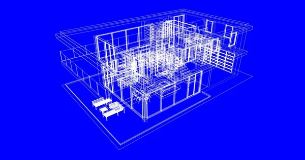 Modelovací Software Návrh Architektonické Budovy Interiérová Ilustrace — Stock fotografie