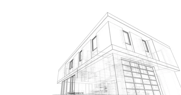 Progettazione Software Modellazione Architettura Edificio Illustrazione Interna — Foto Stock