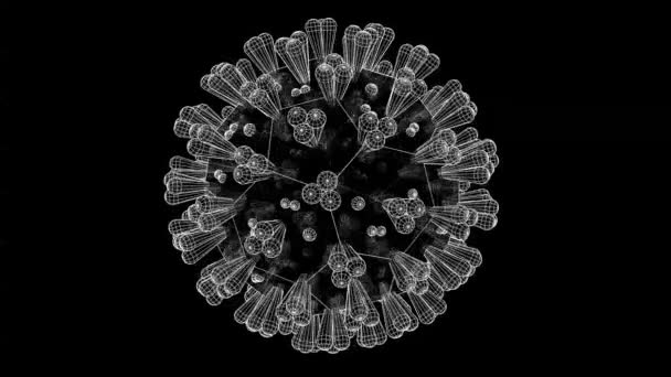 Przenoszący Się Koronawirus Trójwymiarowy Kształt Wirusa — Wideo stockowe