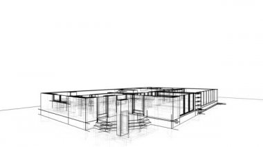 minimal 3d mimari şekillerde hareket etmek