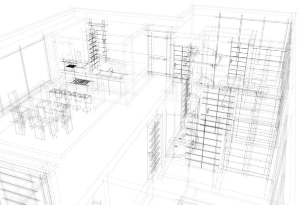 Abstrakt Arkitektoniska Tapeter Digital Bakgrund — Stock vektor