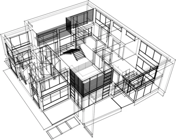 建筑墙纸设计 数字概念背景 — 图库矢量图片