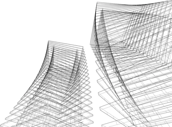 建筑墙纸设计 数字概念背景 — 图库矢量图片