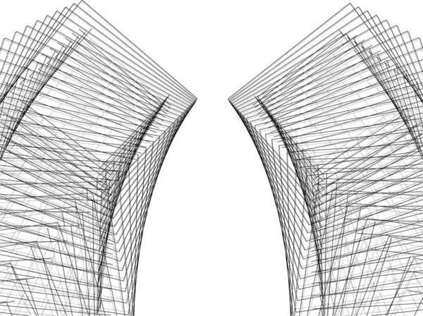 Elvont Építészeti Tapéta Tervezés Digitális Koncepció Háttér — Stock Vector