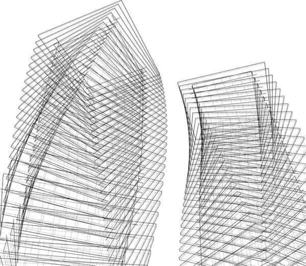 建筑墙纸设计 数字概念背景 — 图库矢量图片