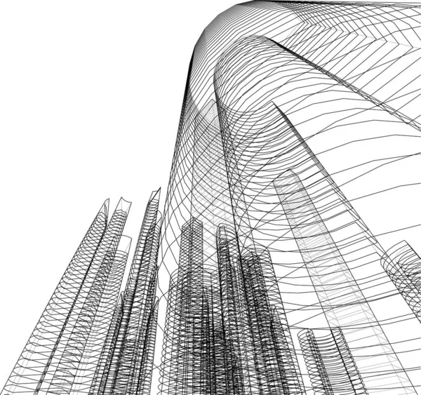 建筑墙纸设计 数字概念背景 — 图库矢量图片