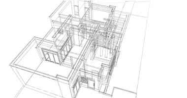 Mimari sanat konseptinde soyut çizgiler, minimum geometrik şekiller. 
