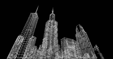 Mimari sanat konseptinde soyut çizgiler, minimum geometrik şekiller. 