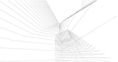 Mimari sanat konseptinde soyut çizgiler, minimum geometrik şekiller. 