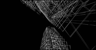 Mimari sanat konseptinde soyut çizgiler, minimum geometrik şekiller. 