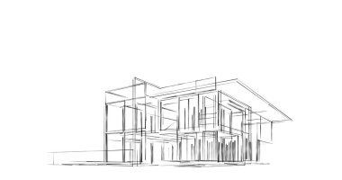 Mimari sanat konseptinde soyut çizgiler, minimum geometrik şekiller. 