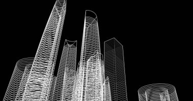 soyut mimari duvar kağıdı tasarımı, dijital konsept arkaplan