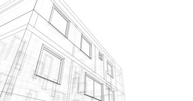 Mimari sanat konseptinde soyut çizgiler, minimum geometrik şekiller. 