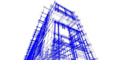 Mimari sanat konseptinde soyut çizgiler, minimum geometrik şekiller. 