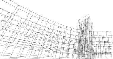Arkaplanda mimari bina 3d illüstrasyon,