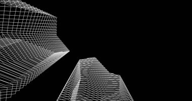 Mimari sanat konseptinde soyut çizgiler, minimum geometrik şekiller. 