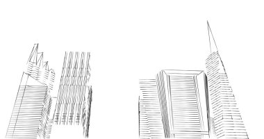 Arkaplanda mimari bina 3d illüstrasyon